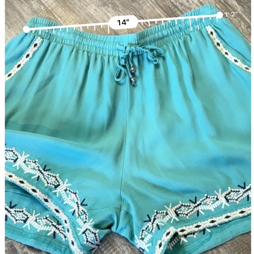 Anthropologie‎ HEI HEI Embroidered Isle Shorts Turquoise , Size M